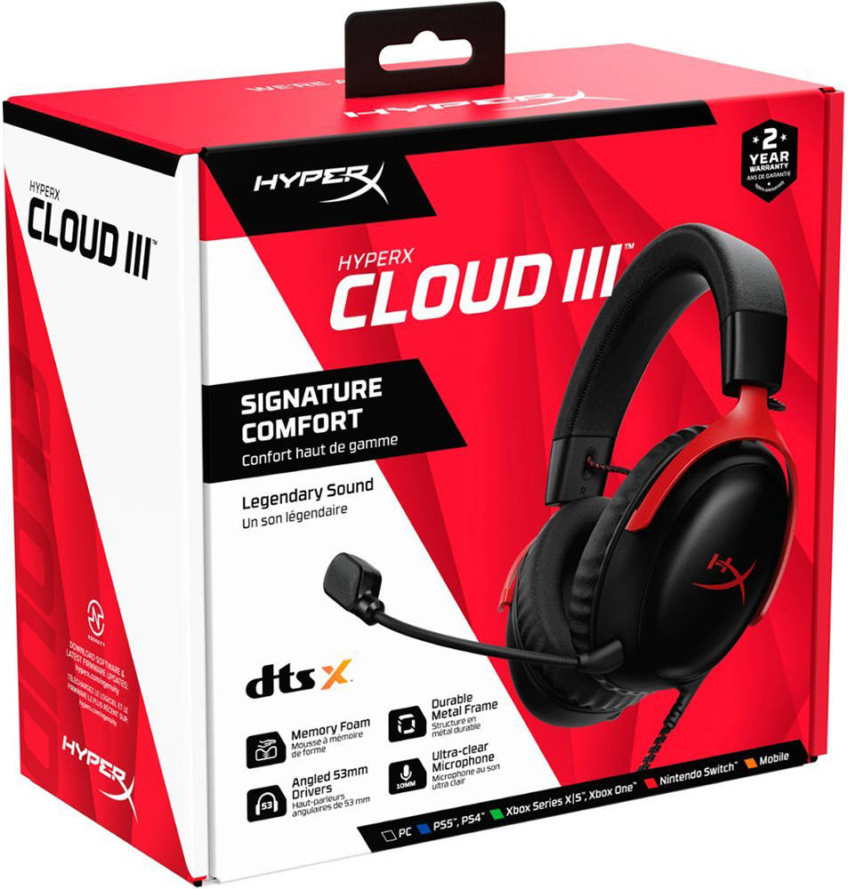 NDEGJUESE HP HyperX Cloud III 7.1 Gaming Black/Red