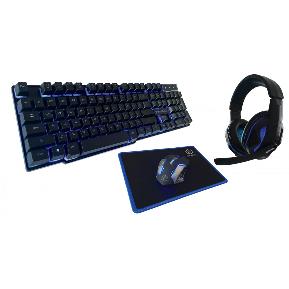 SET AKSESOR GAMING Rebeltec keyboard + headphones + mouse + mouse pad