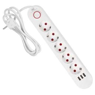 KABLLO VAZHDUESE Maclean 5 sockets MCE395 W 3xUSB, 110-240v AC 50/60Hz, 2,1A max 2500W,