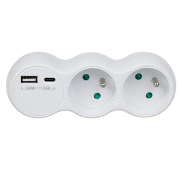 PRIZE splitter with 2 slots. 2x USB A/C. E. 2x16A. MCE339