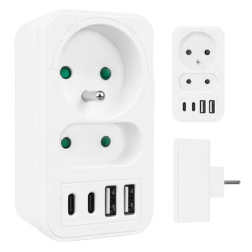 PRIZE Maclean socket x2 + 4xUSB, 2 sockets, 2xUSB A, 2xUSB C PD 20W, 1x16A+1x6A, MCE249 F/W